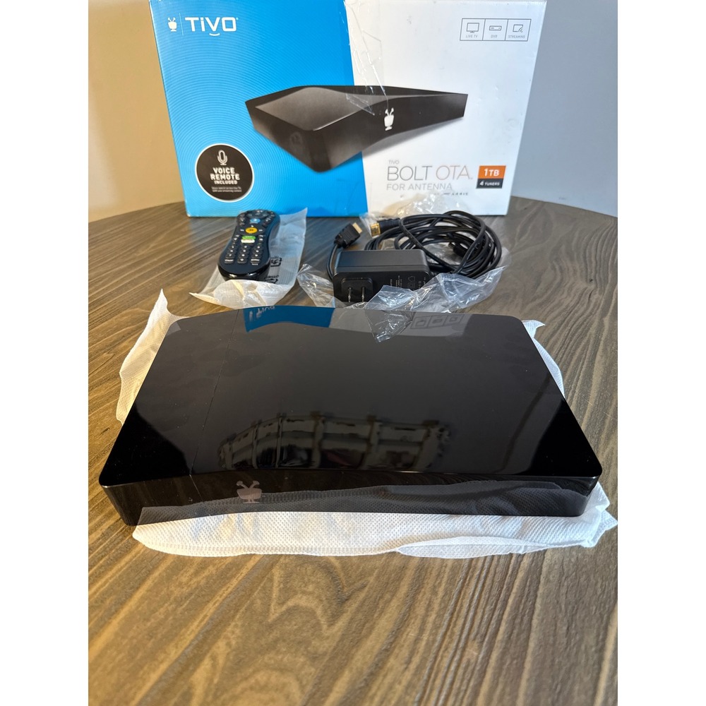 TiVo Bolt OTA DVR 1TB 4-Tuners Black 4K UHD Voice Remote Open Box Complete